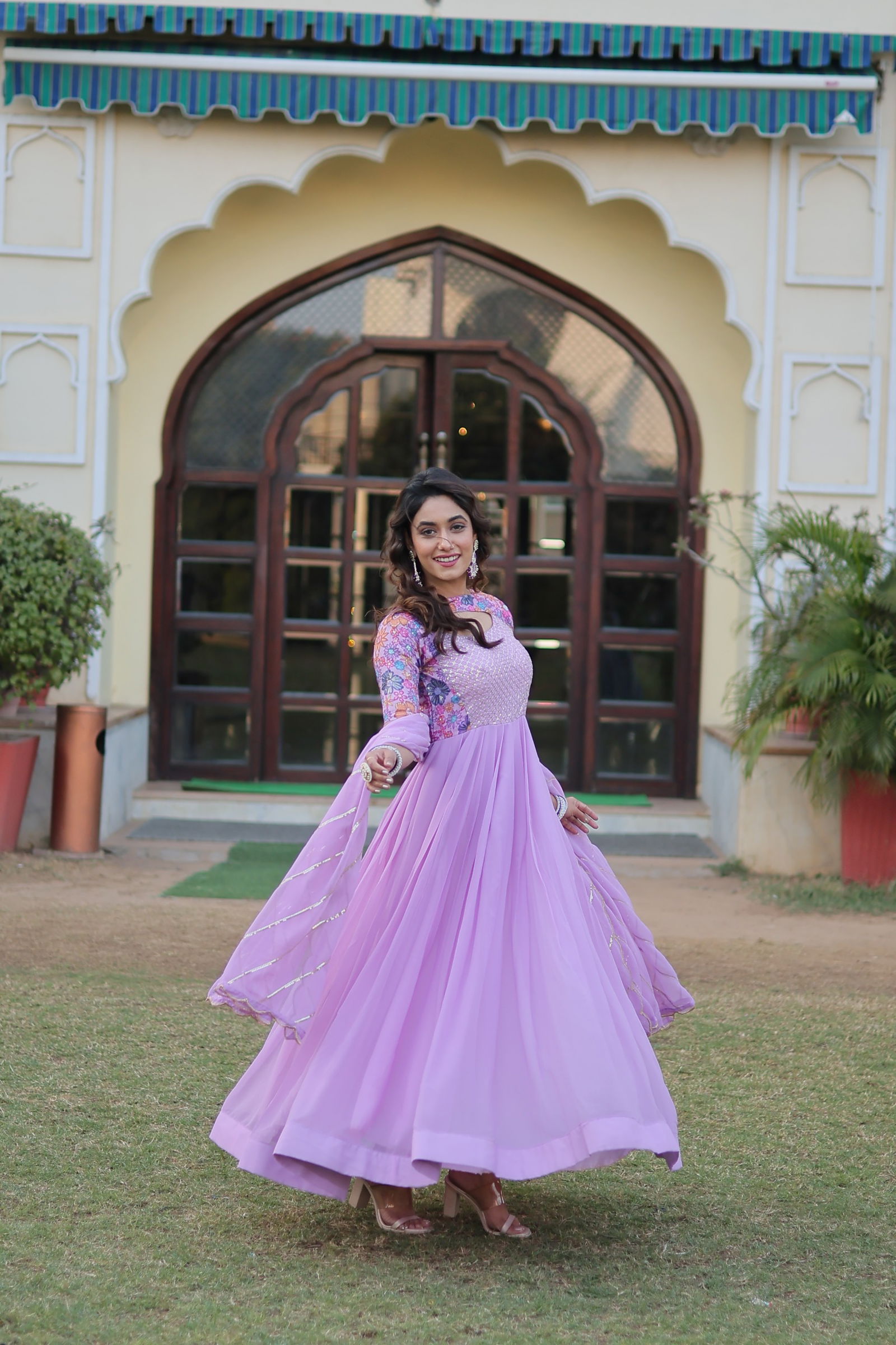 KA 1083 Georgette  Designer Party Wear Gown With Dupatta Wholesale Clothing Suppliers In India